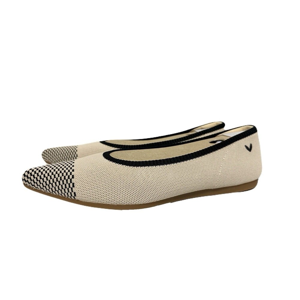 NEW Vivaia Womens Size 10 41.5 EU Almond & Black Aria Pointed Toe Ballet Flats - Picture 5 of 11